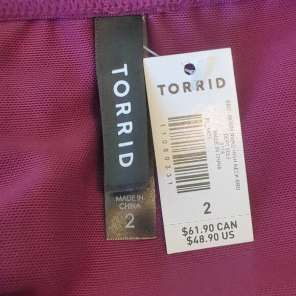 🌷Torrid 2X Chemise Babydoll High Neck Mesh Lace Berry Purple - Picture 4 of 4
